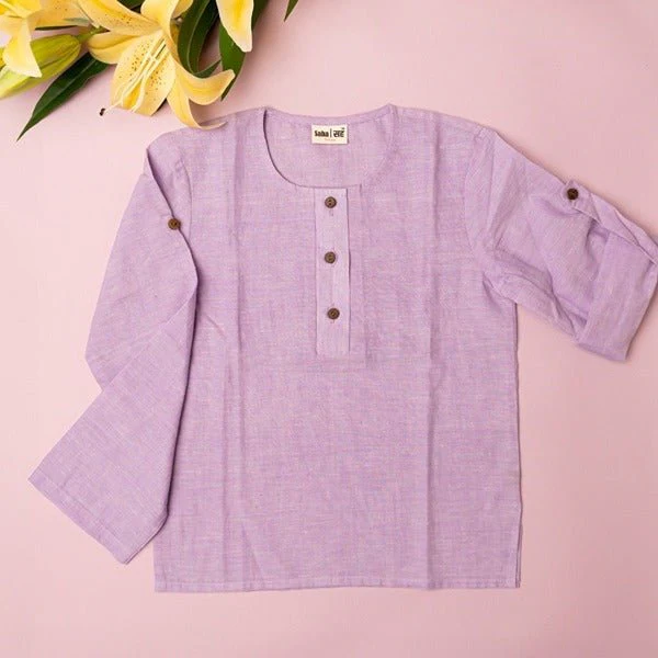 Light Purple Sleek Sleeve Button-Down Sleeve Shirt- Boys