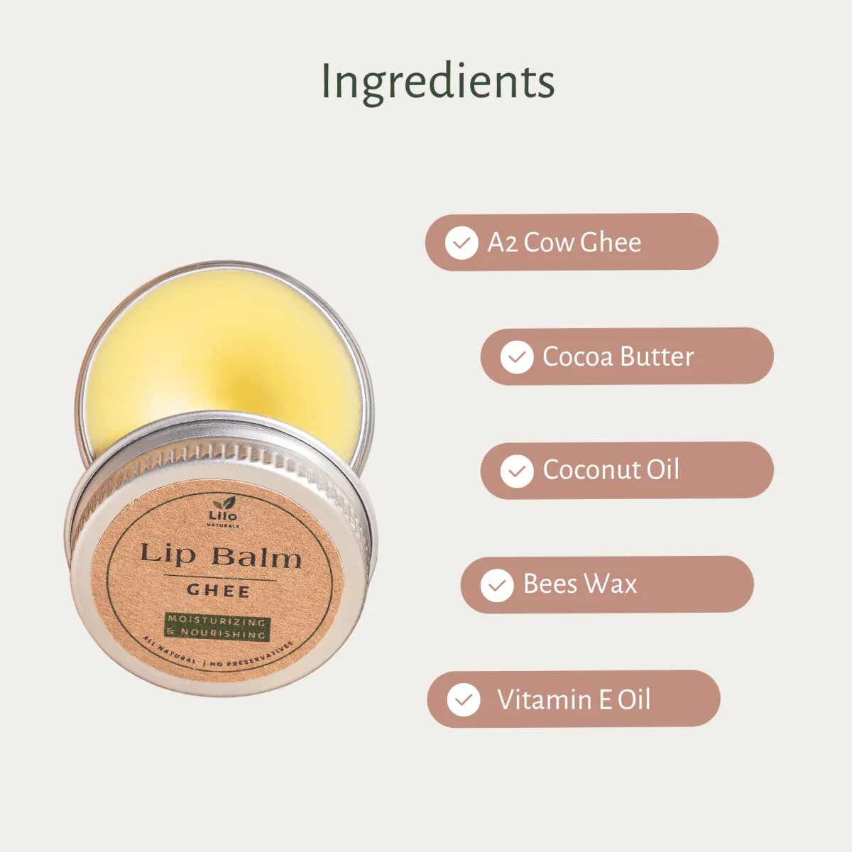 Ghee Lip Balm | For Dry, Chapped & Pigmented Lips | With A2 Cow Ghee - Image 3