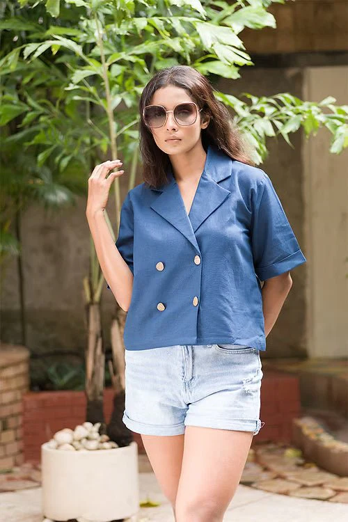 Linen Cotton Everblue Shirt for Women | Stylish Everyday Wear