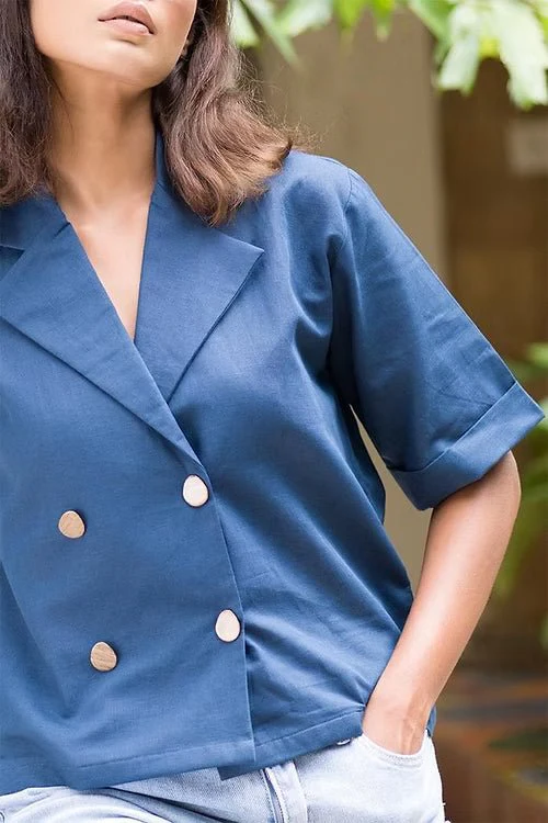 Linen Cotton Everblue Shirt for Women | Stylish Everyday Wear - Image 2