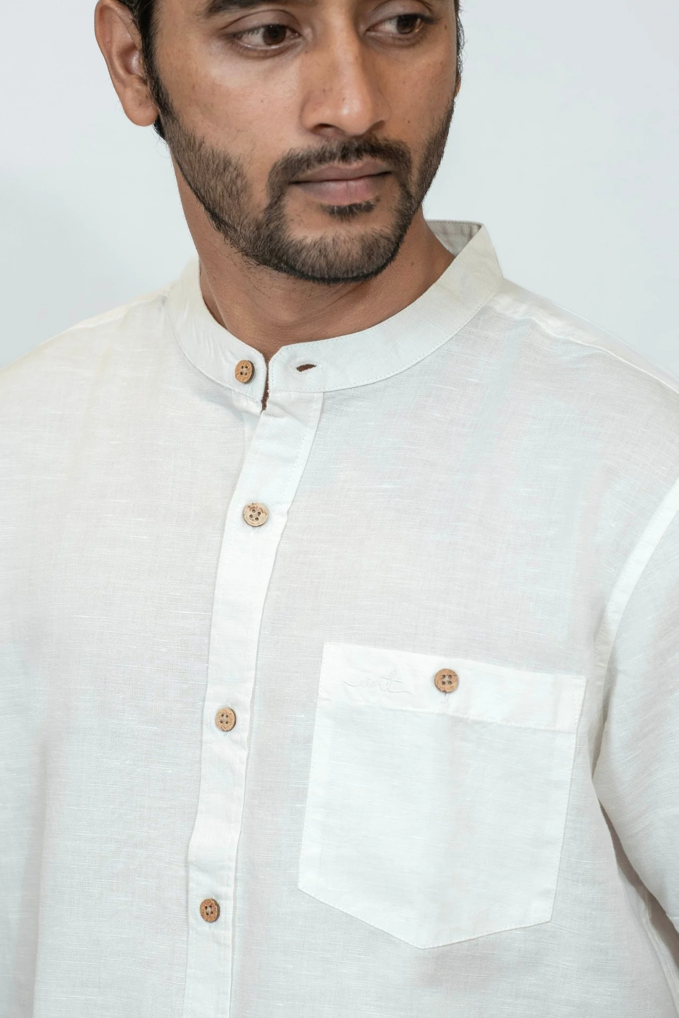 Linen Cotton Mandarin White | Elegant Minimal Wear for Men - Image 4