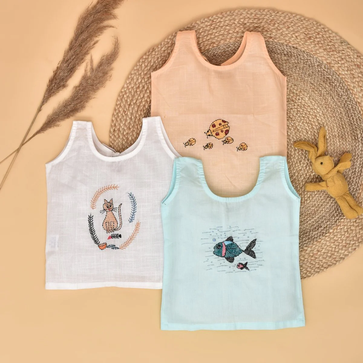Little Explorers Trio Back-Open Cotton Baby Jabla Set