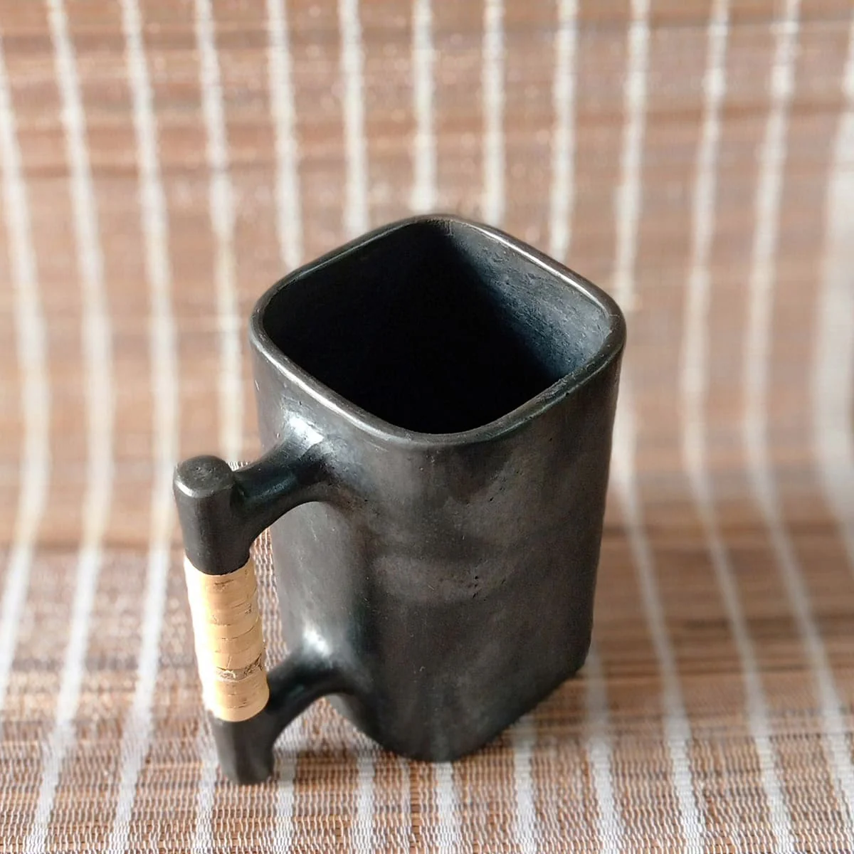 Longpi Black Pottery Beer Mug Large - Square