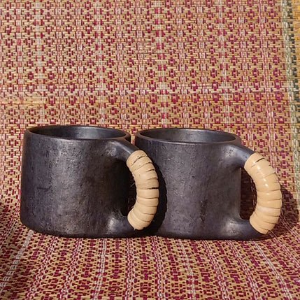 Longpi Black Pottery Coffee Mug Small - Round - Image 3