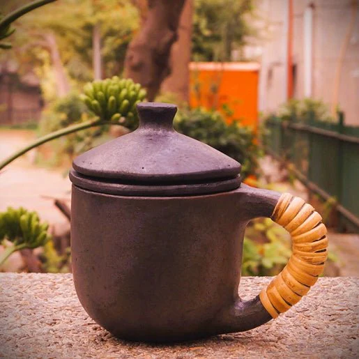 Longpi Black Pottery Green/Infusion Tea Mug with Strainer and Lid - Image 2