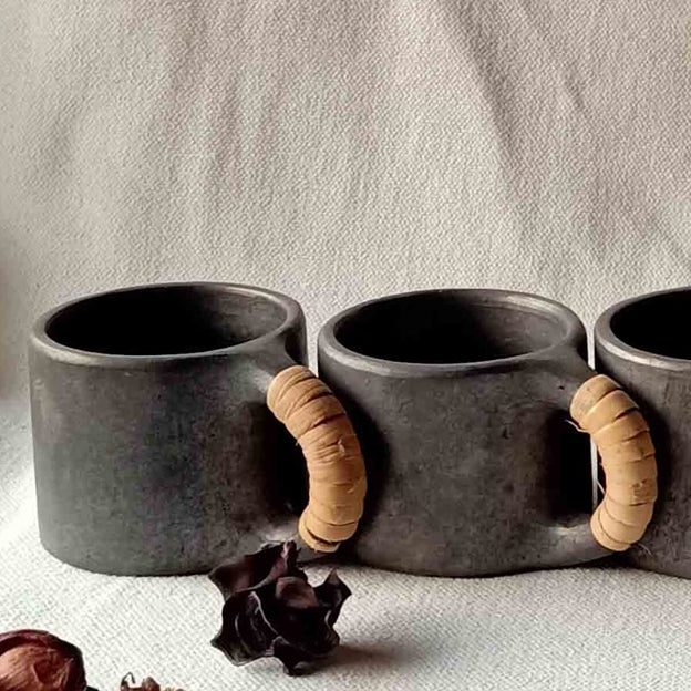 Longpi Black Pottery Tea Cups Pair - Image 2