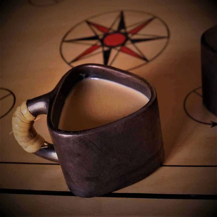 Longpi Black Pottery Trikon Coffee Mug - Small - Image 3