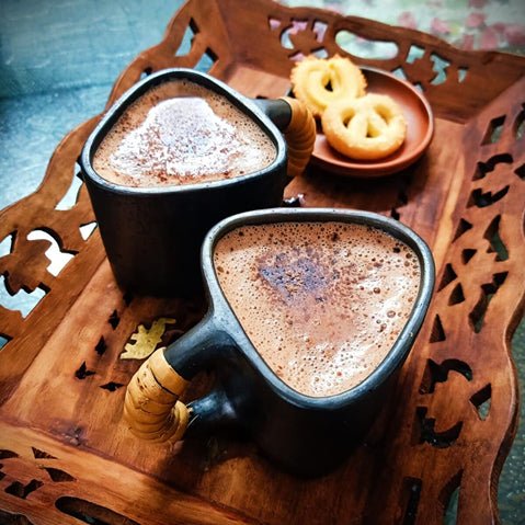 Longpi Black Pottery Trikon Coffee Mug - Small - Set of 2 - Image 2
