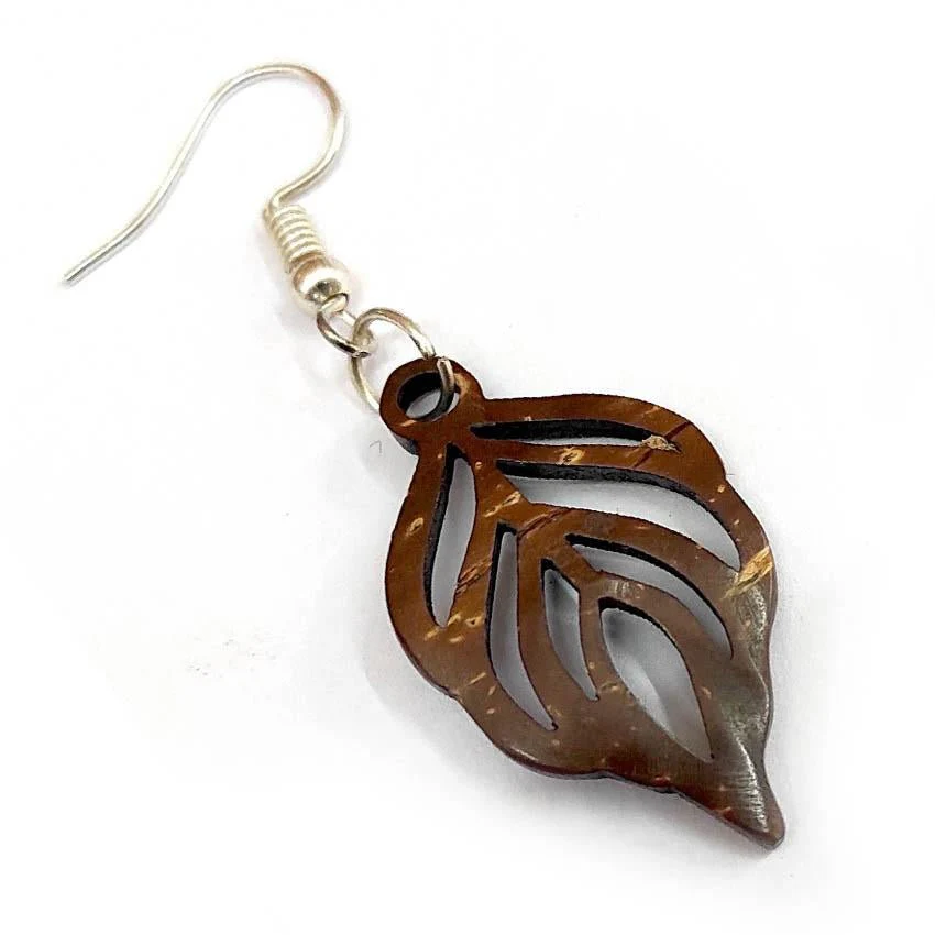 Lucky Leaf - Coconut Shell Earrings - Image 2