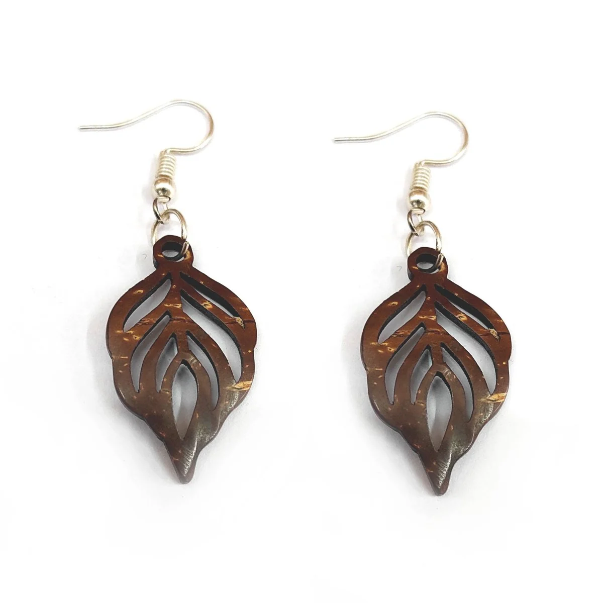 Lucky Leaf - Coconut Shell Earrings - Image 3