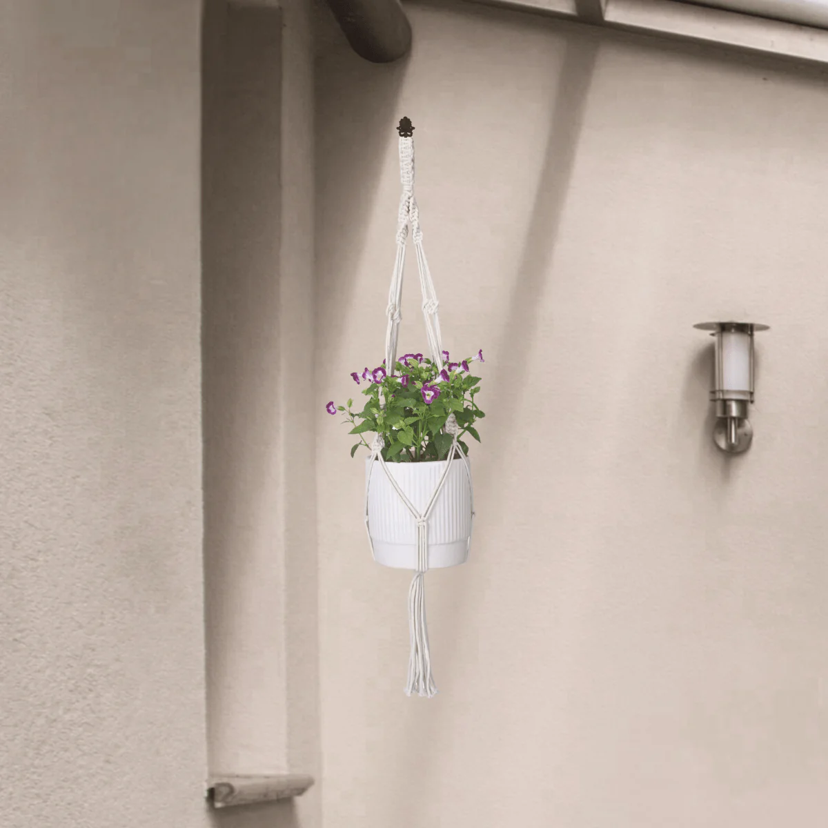 Macrame Cotton Plant Holder for Home & Garden Pack of 2 - Image 4
