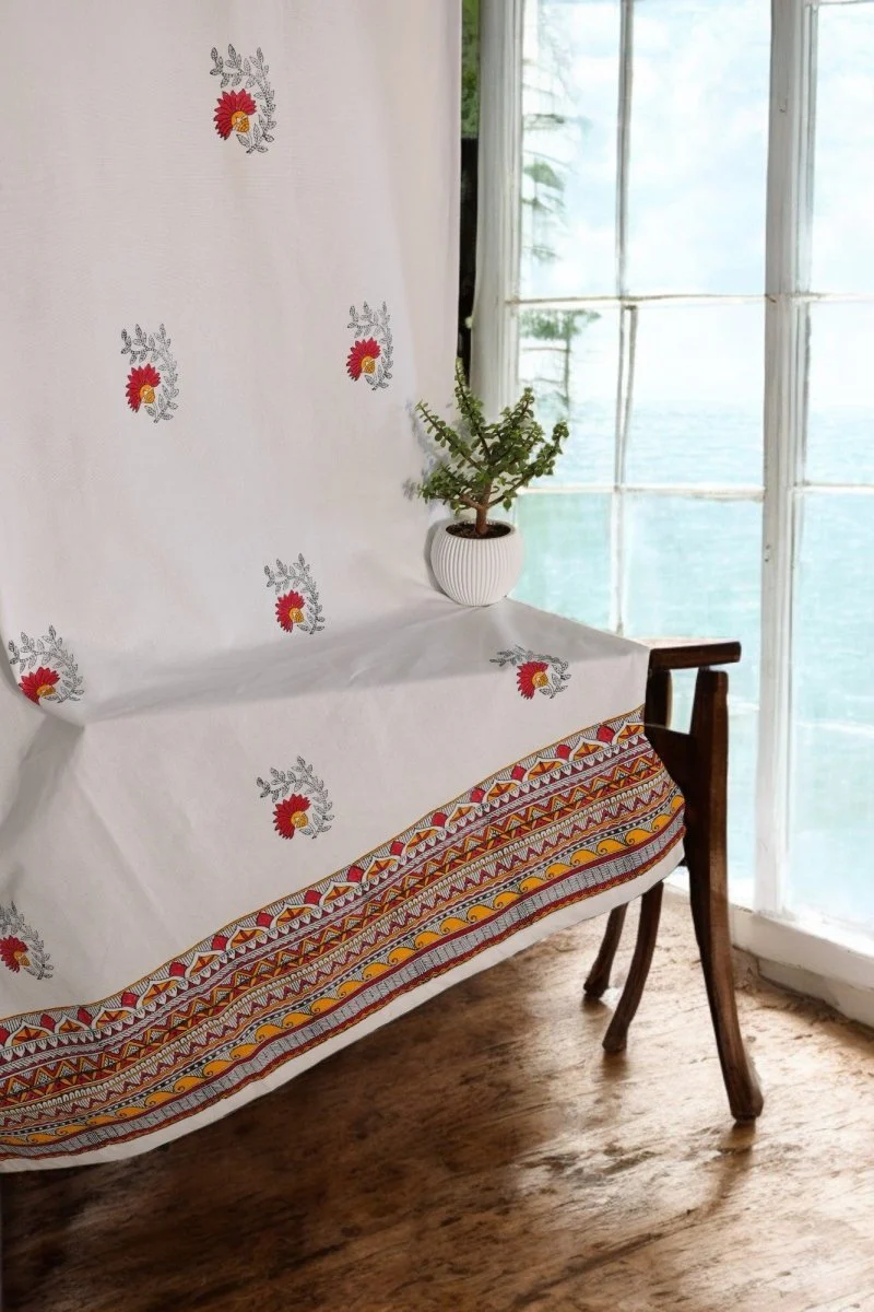 Madhubani Cotton Door Curtain - Set of 2 (7 x 4 ft) - Image 4