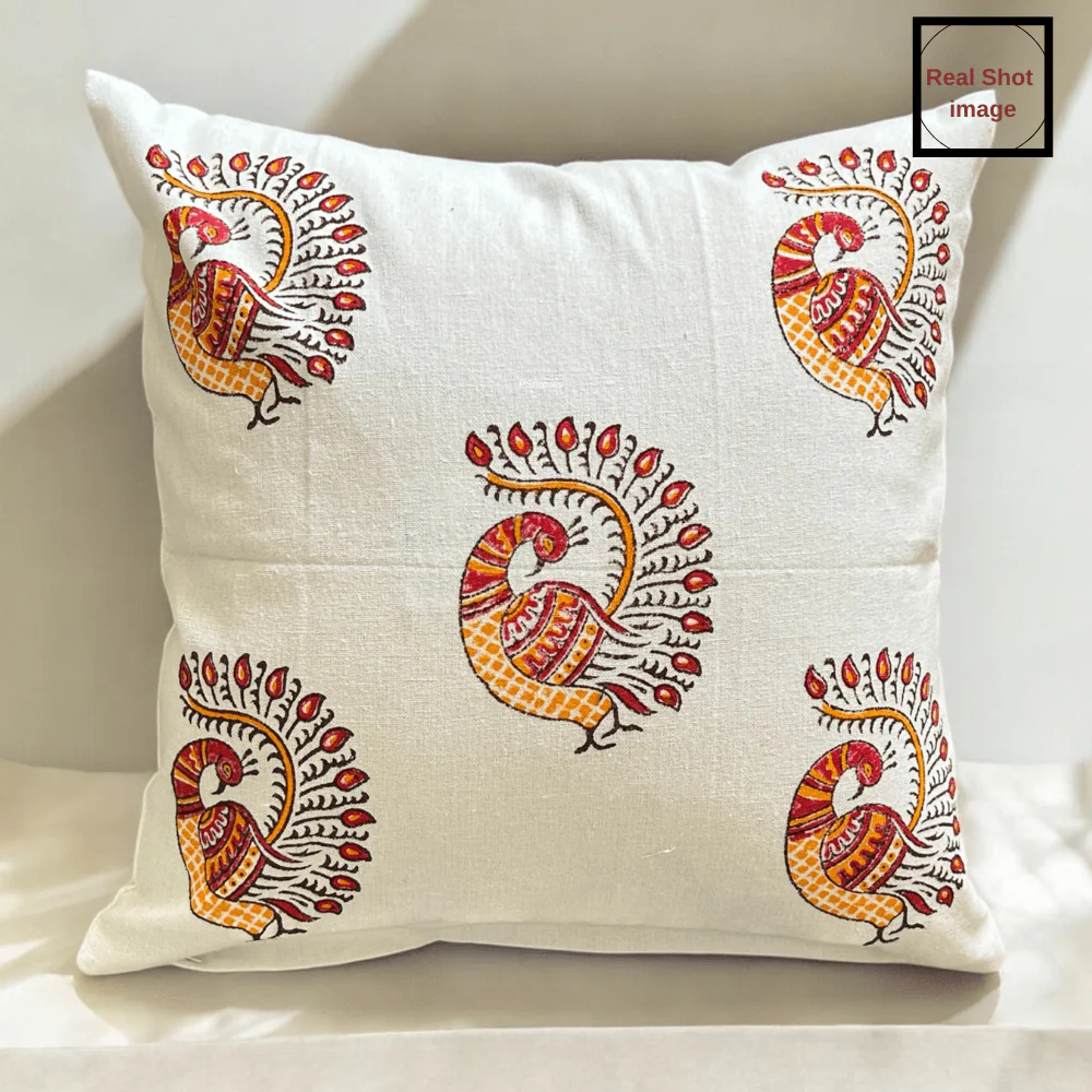 Madhubani Cotton Cushion Covers with Zipper - Set of 4 - 16x16 inch - Image 4