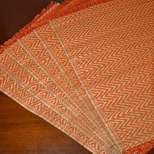 Madurkathi Chevron Tassels Placemats - Rust (Set of 6) - Image 4