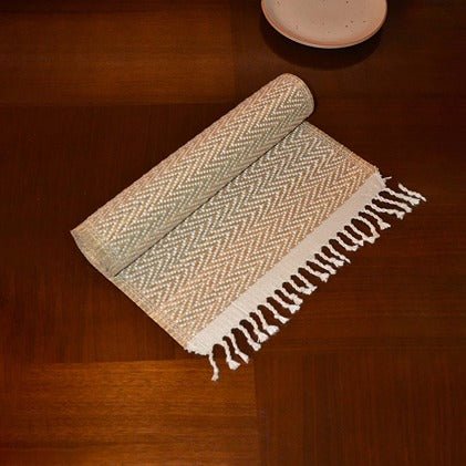 Madurkathi Tassels Chevron Table Runner