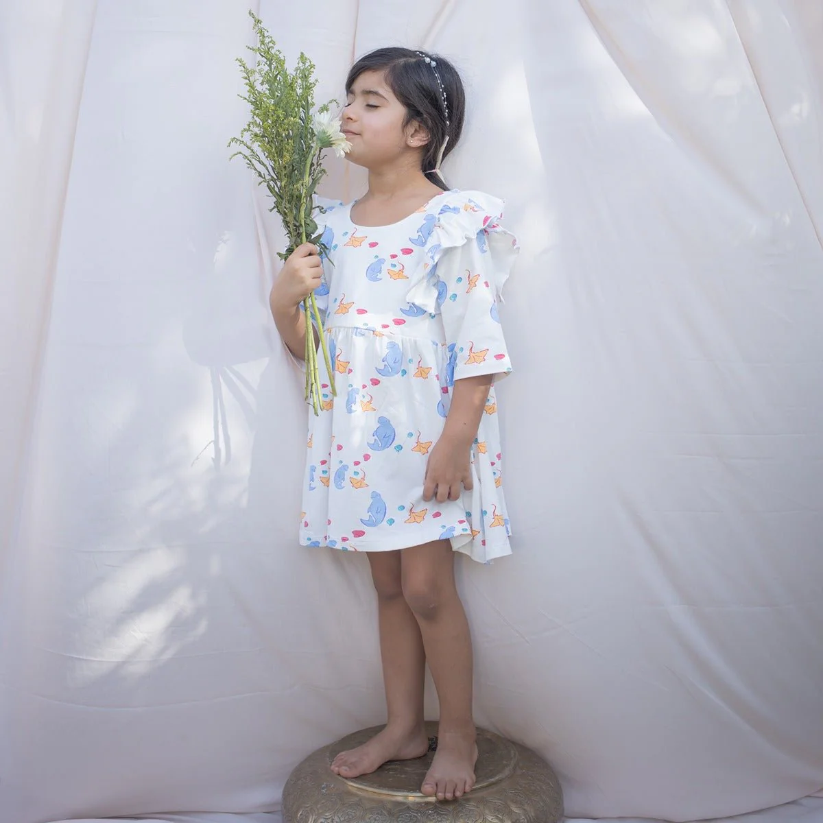 Manta Ray Breathable Cotton Baby Dress – Organic Ruffle Style