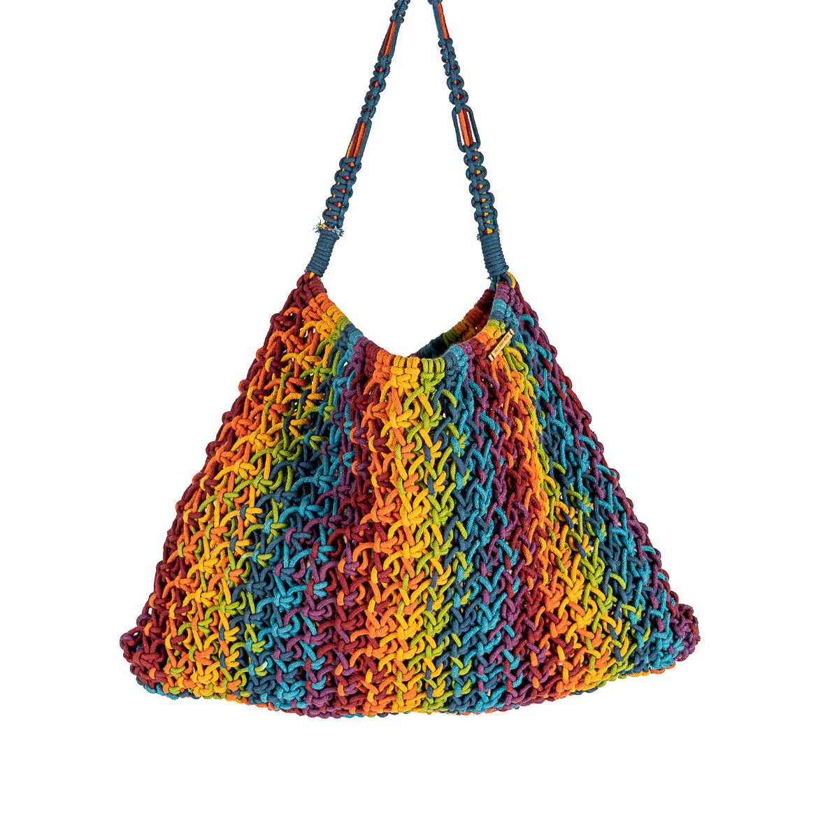 Maya Blended Striped Hand-Knotted Tote | Artisan Handmade Bag - Image 2