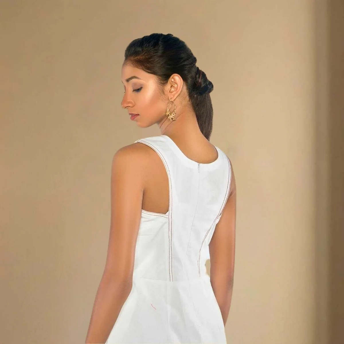 Meira White Organic Cotton Embroidered White Dress - Image 4