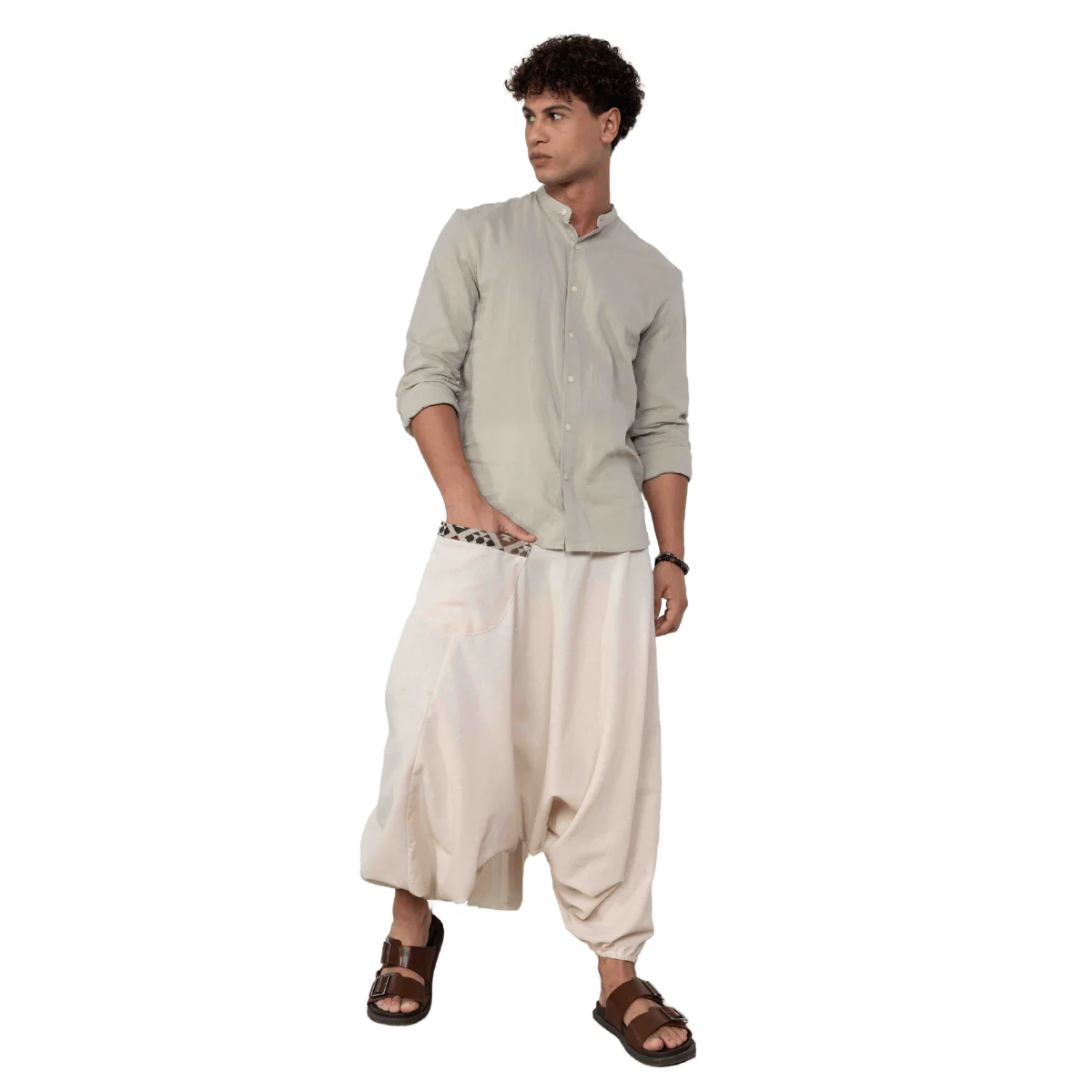 Men's Aladdin Harem Yoga Pants | Cream - Image 8