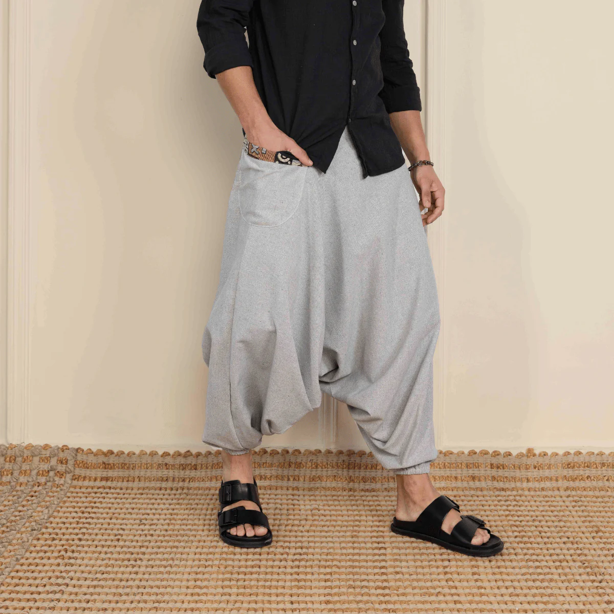 Men's Aladdin Harem Yoga Pants | Melange Grey