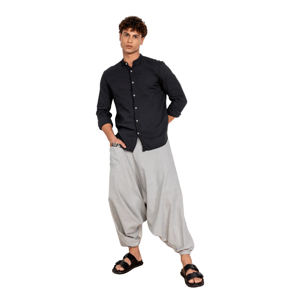 Men's Aladdin Harem Yoga Pants | Melange Grey - Image 6