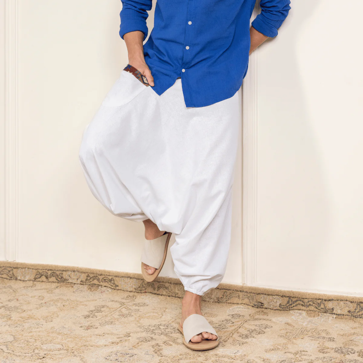 Men's Aladdin Harem Yoga Pants | White - Image 2