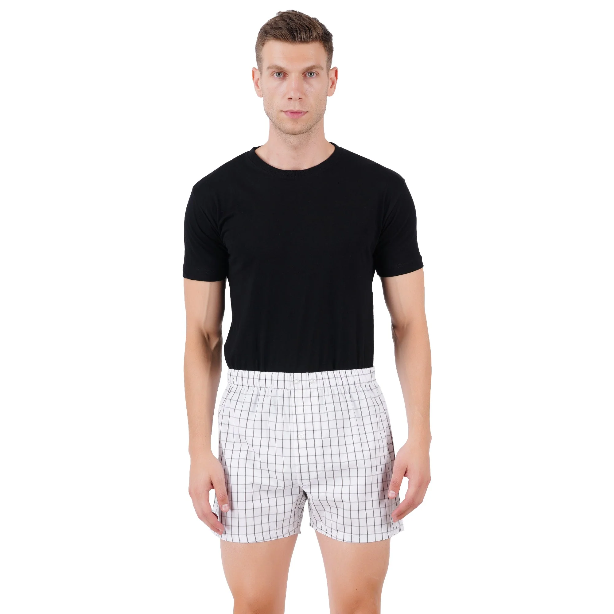 Men’s Boxer Set Dark & Light Grey Checks | Pack Of 3 - Image 3