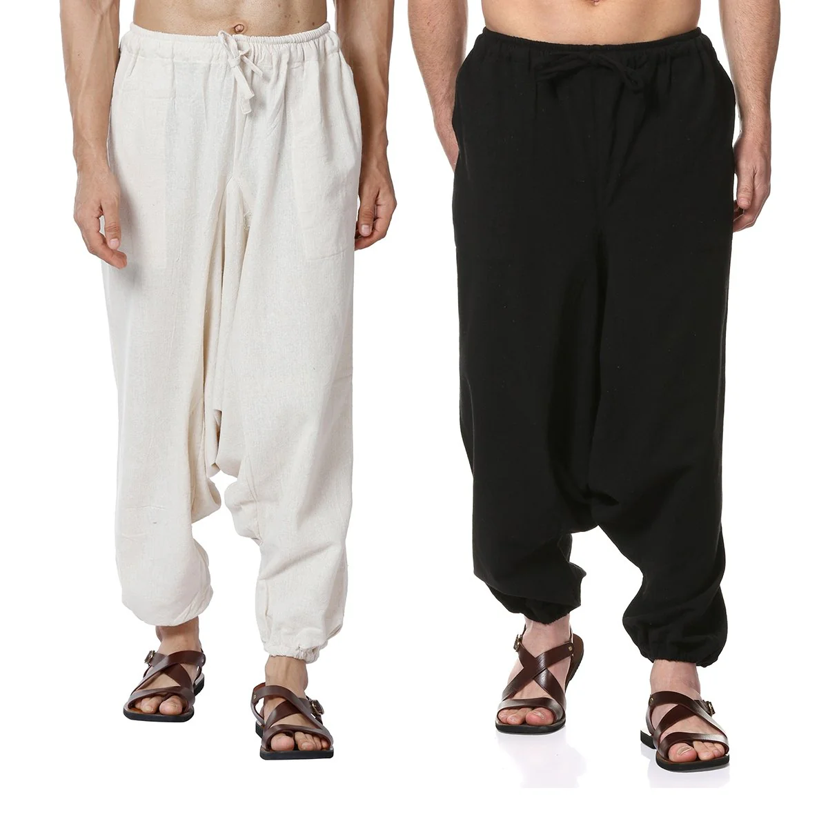 Men's Harem Pack of 2 | Cream & Black | Fits Waist Sizes 28 to 36