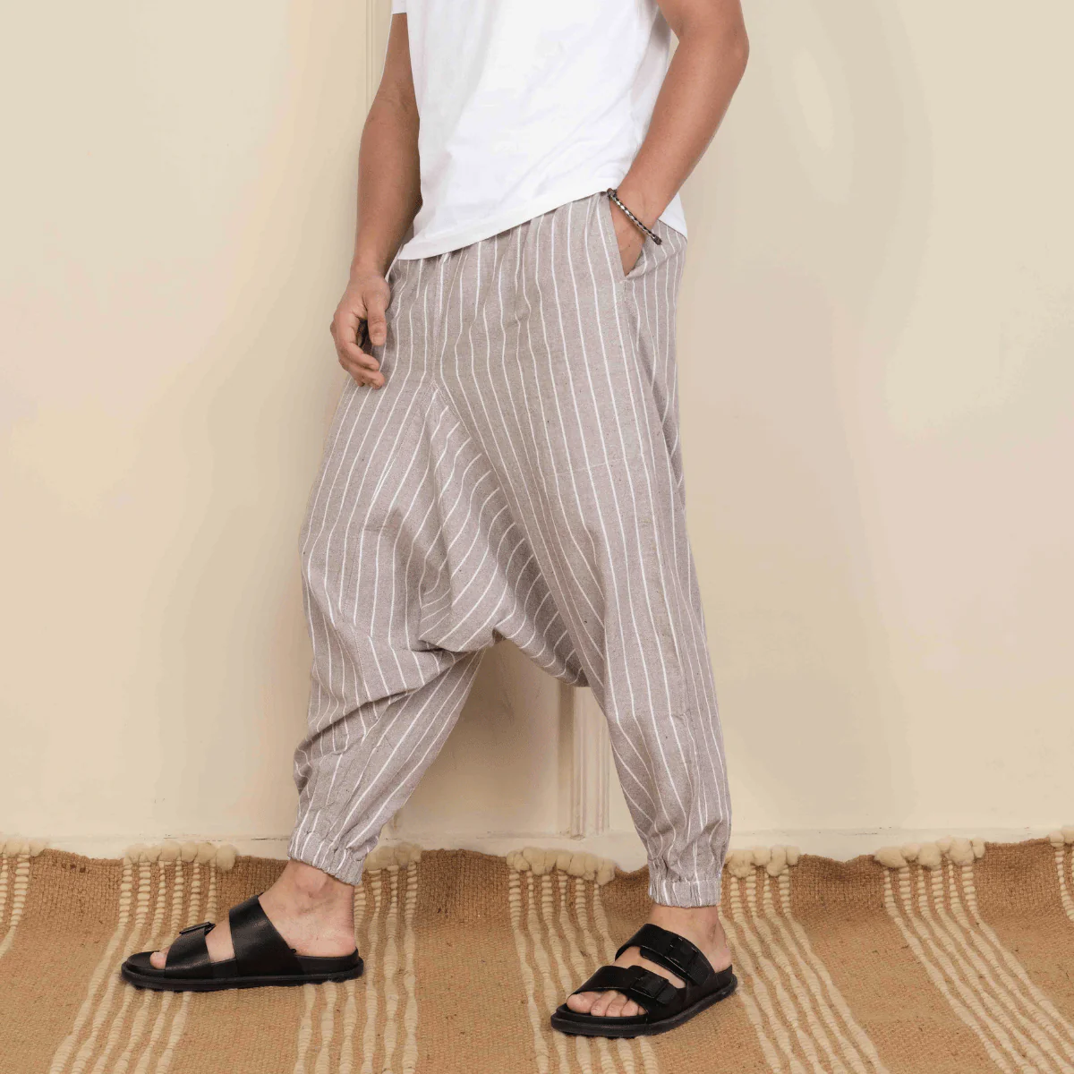 Men's Harem Pants Pack of 2 | Cream & Grey | Fits Waist Size 28 to 36 - Image 4