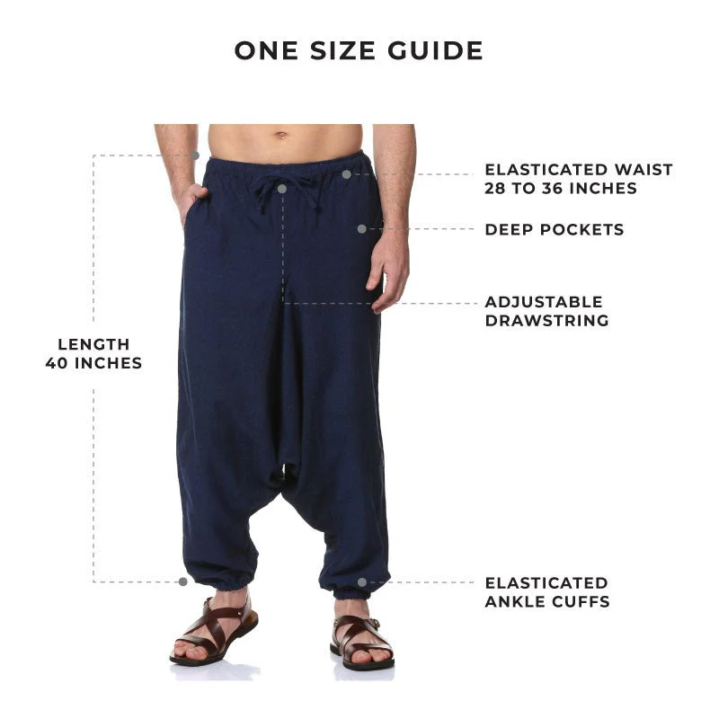 Men's Harem Pack of 2 | Dark Blue & Cream | Fits Waist Sizes 28 to 36 - Image 3