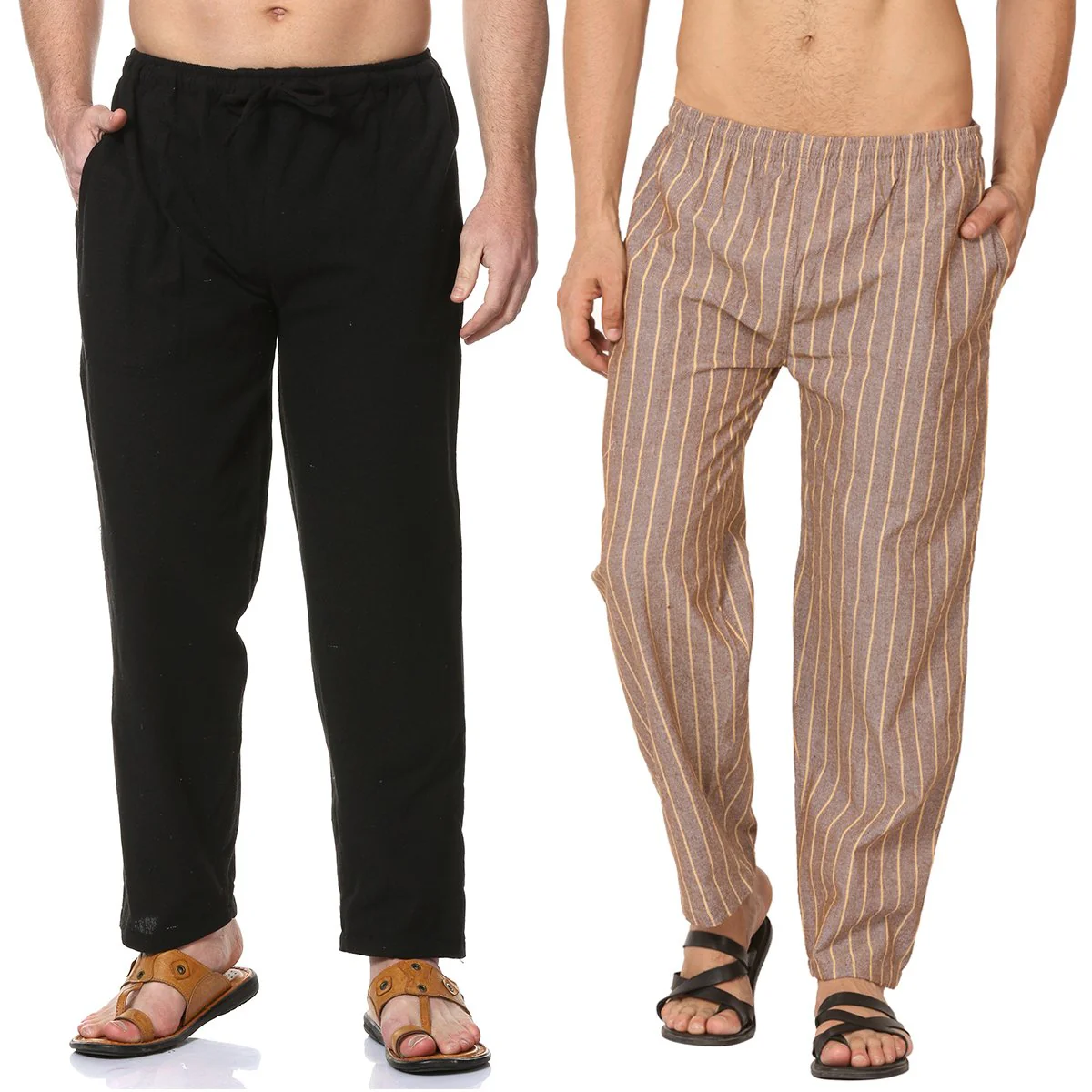 Men's Lounge Pants Pack of 2| Black & Brown | Fits Waist Size 28 to 36