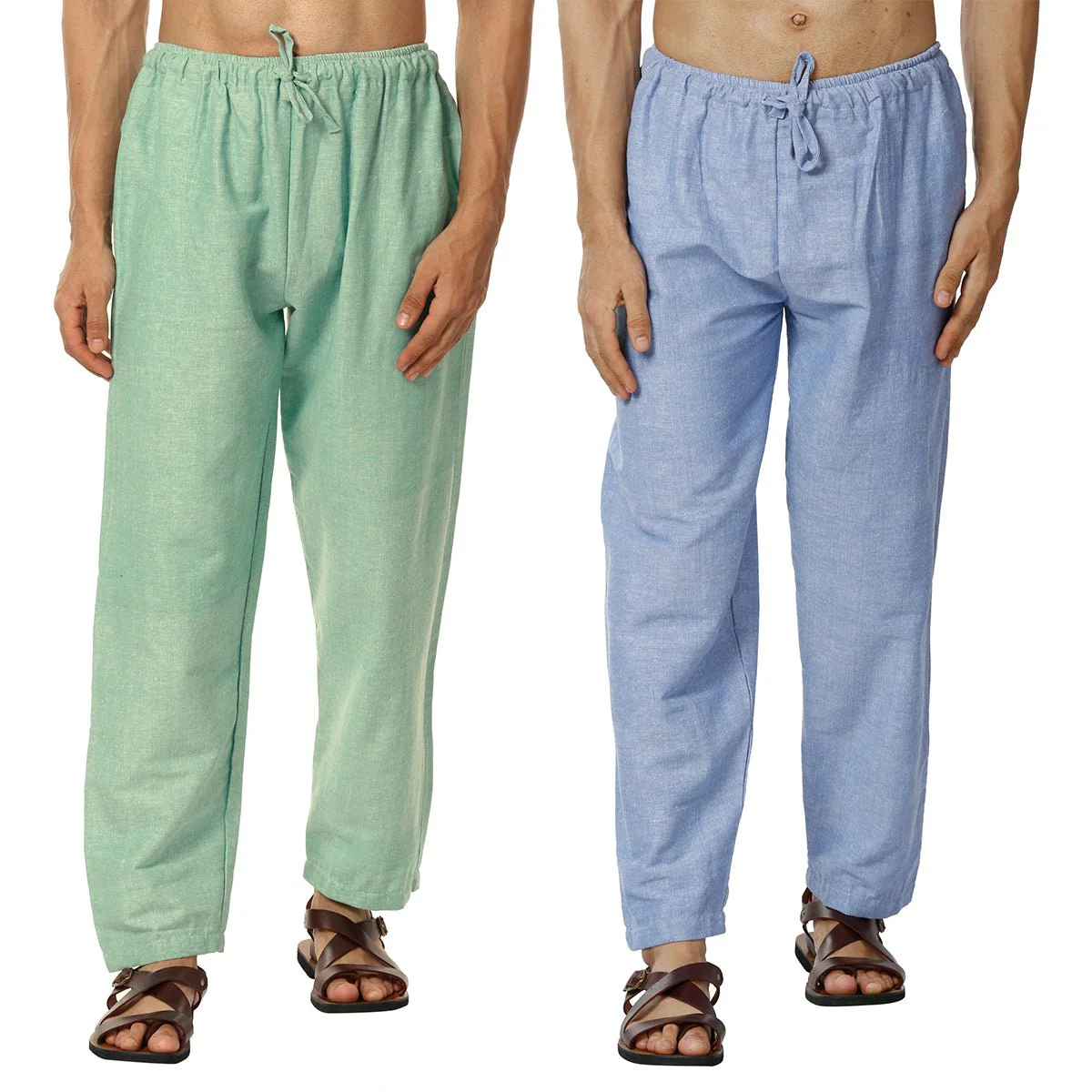 Men's Pyjama Pack of 2 | Blue and Green | Fits Waist Sizes 28" to 36"
