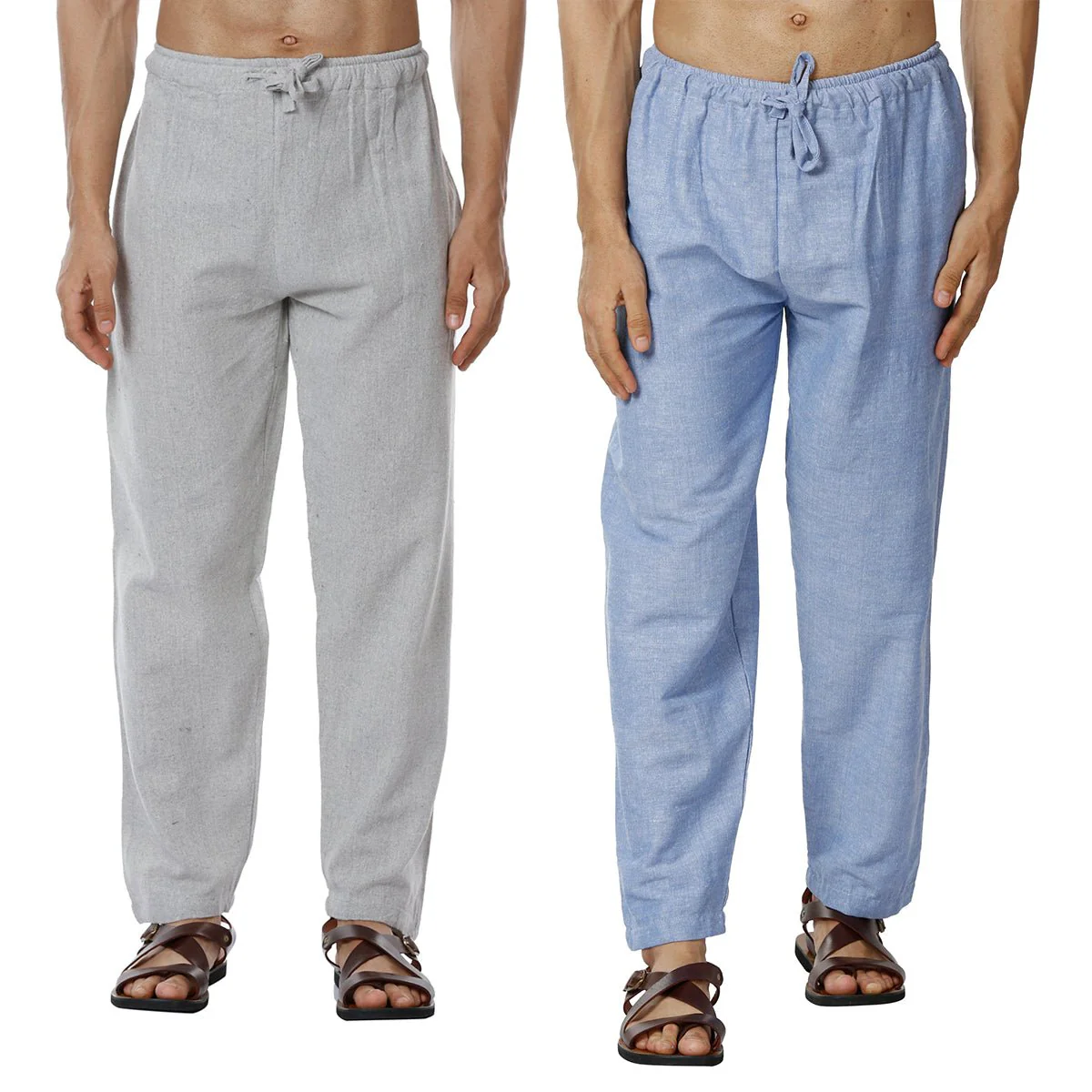 Men's Pyjama Pack of 2 | Blue and  Grey | Fits Waist Sizes 28" to 36"
