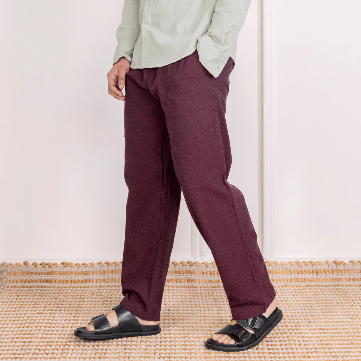 Men's Pyjama Pack of 2 | Cream and Maroon | Fits Waist Sizes 28" to 36 - Image 5