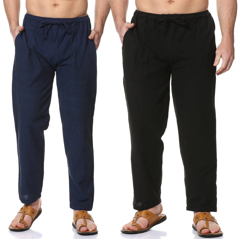 Men's Pyjama Pack of 2 | Blue & Black | Fits Waist Sizes 28" to 36"