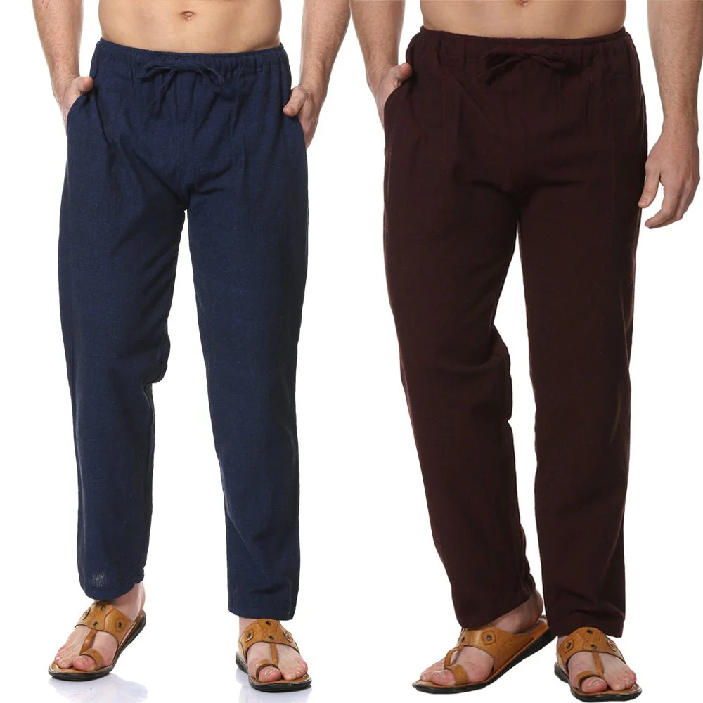 Men's Pyjama Pack of 2 | Blue & Maroon | Fits Waist Sizes 28" to 36