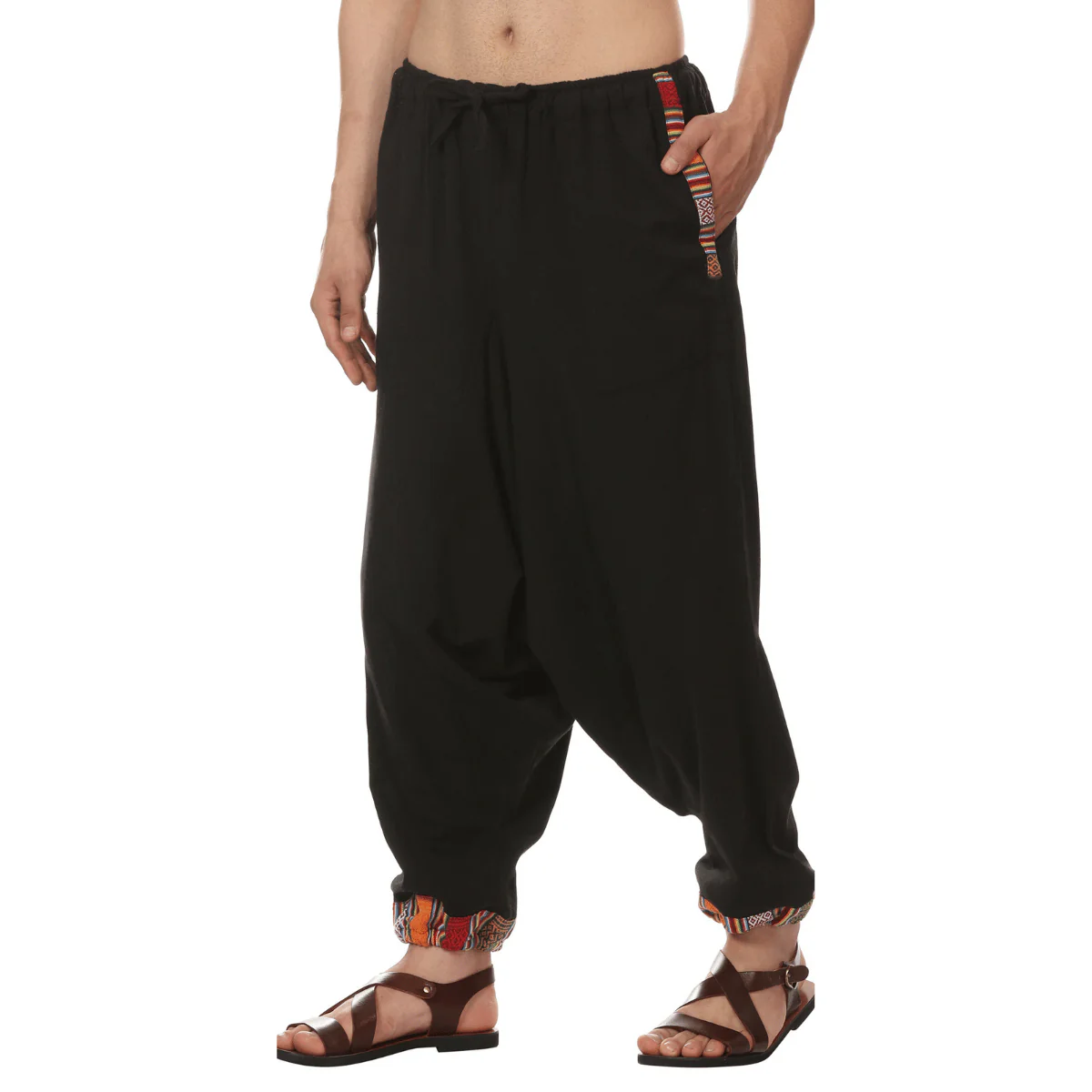 Men's Tribal Harem | Black | Fits Waist Sizes 28 to 36 Inches - Image 2