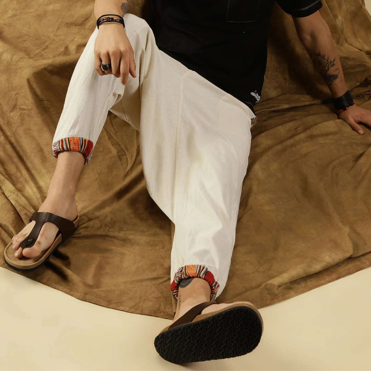 Men's Tribal Harem | Cream | Fits Waist Sizes 28 to 36 Inches - Image 8