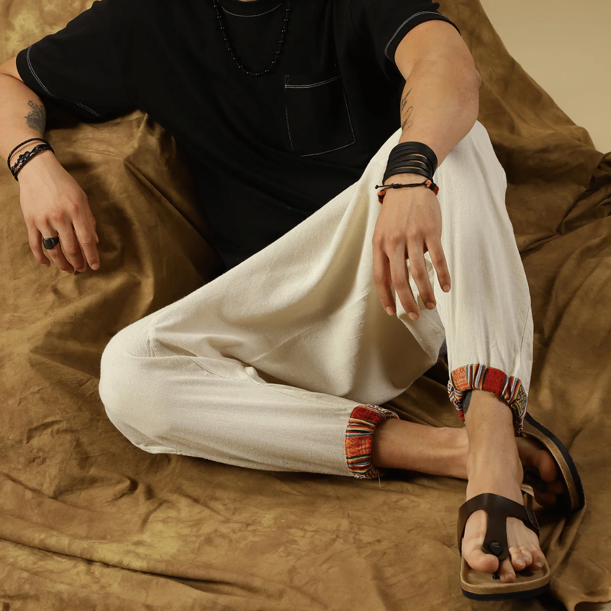 Men's Tribal Harem | Cream | Fits Waist Sizes 28 to 36 Inches - Image 9