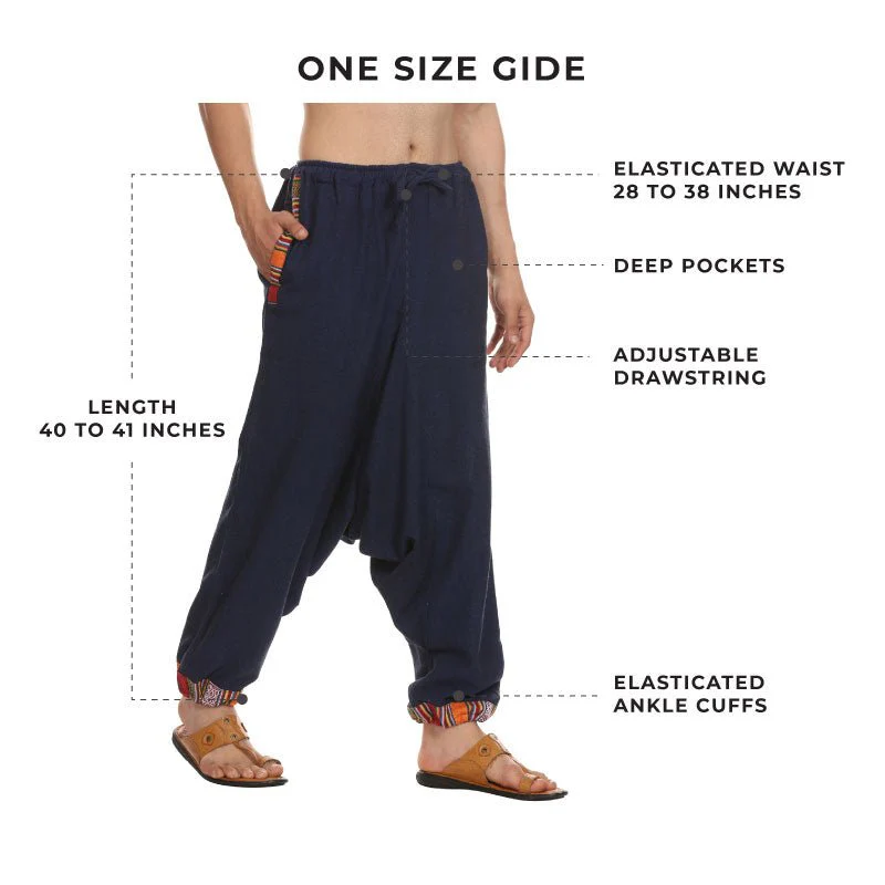 Men's Tribal Harem | Dark Blue | Fits Waist Sizes 28 to 36 Inches - Image 3