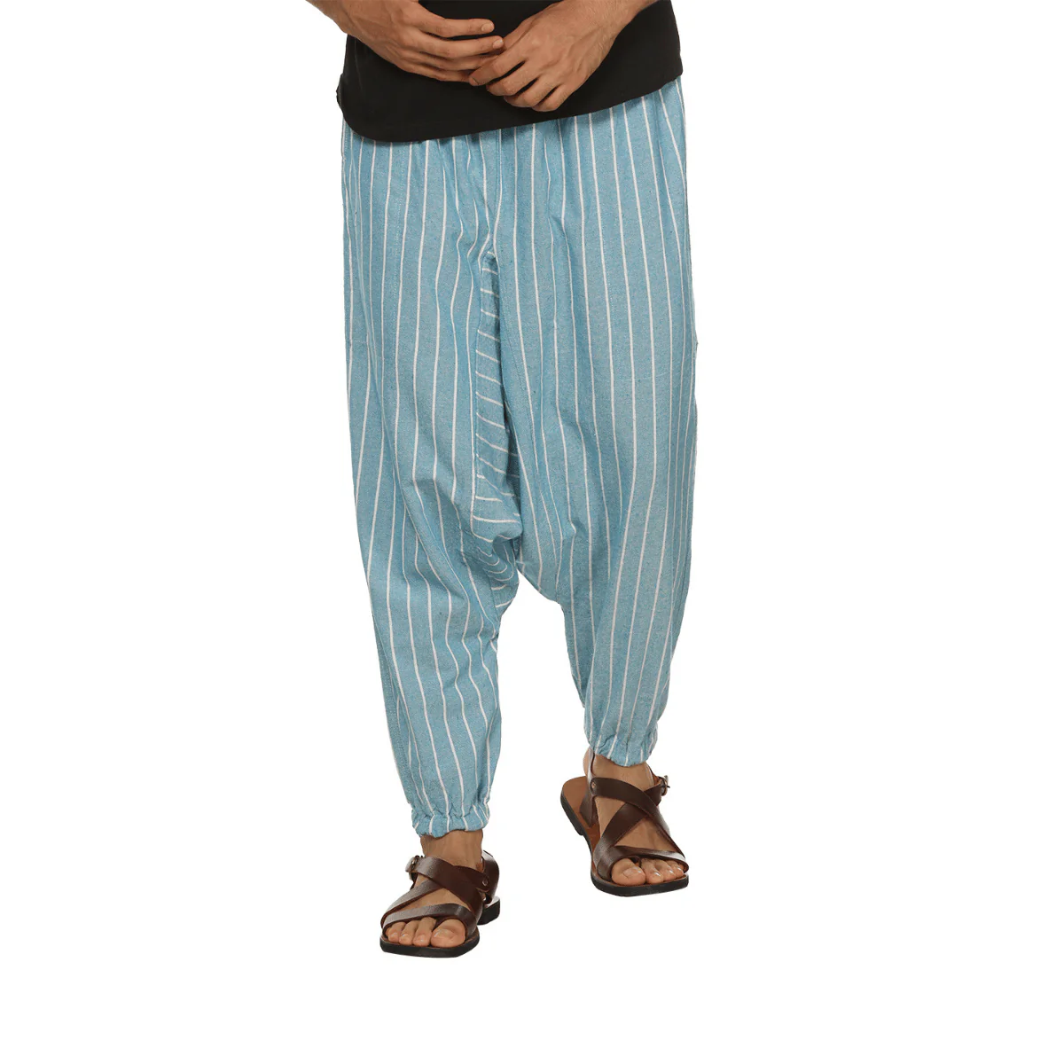 Men's Harem Pant | Blue Stripes | Fits Waist Size 28" to 36" - Image 4