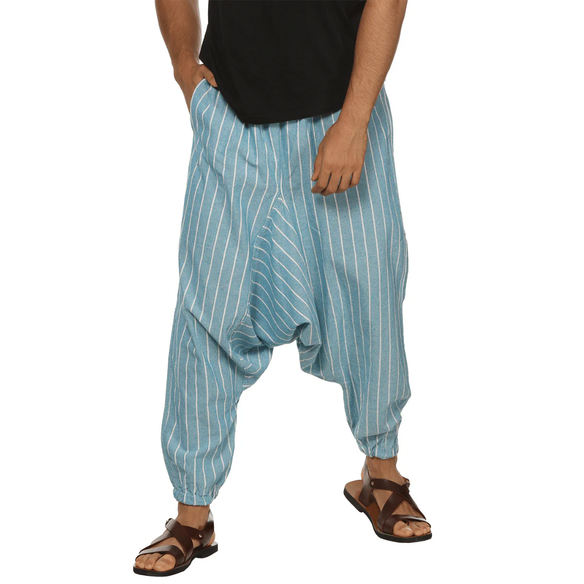 Men's Harem Pant | Blue Stripes | Fits Waist Size 28" to 36" - Image 6