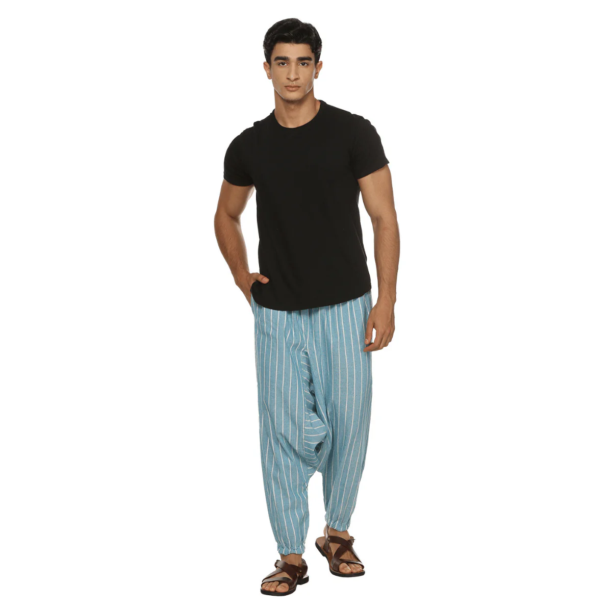 Men's Harem Pant | Blue Stripes | Fits Waist Size 28" to 36" - Image 7