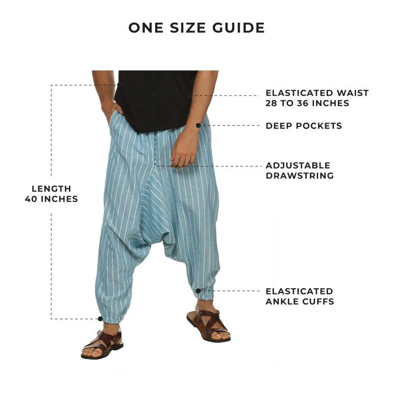 Men's Harem Pant | Blue Stripes | Fits Waist Size 28" to 36" - Image 8