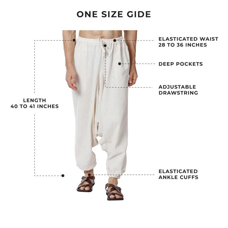 Men's Harem Pant | Cream | Fits Waist Size 28" to 36" - Image 3