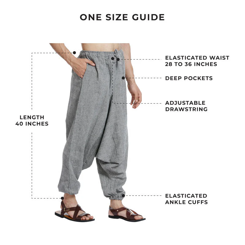Men's Harem Pant | Grey | Fits Waist Size 26" to 38" - Image 3