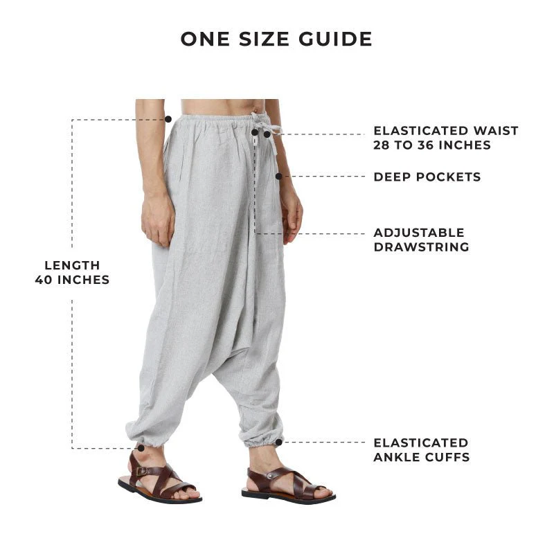 Men's Harem Pant | Melange Grey | Fits Waist Size 28" to 36" - Image 3