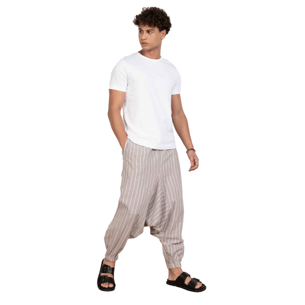 Men's Harem Pant | Grey Stripes | Fits Waist Size 28" to 36" - Image 7
