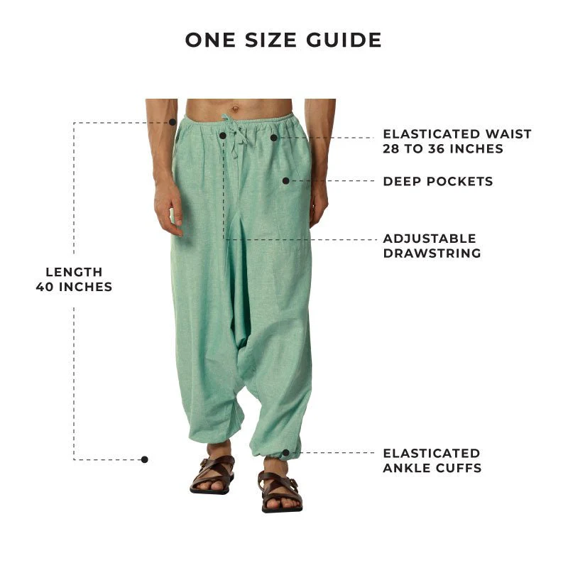 Men's Harem Pants | Sea Green | Fits Waist Size 28" to 36" - Image 9
