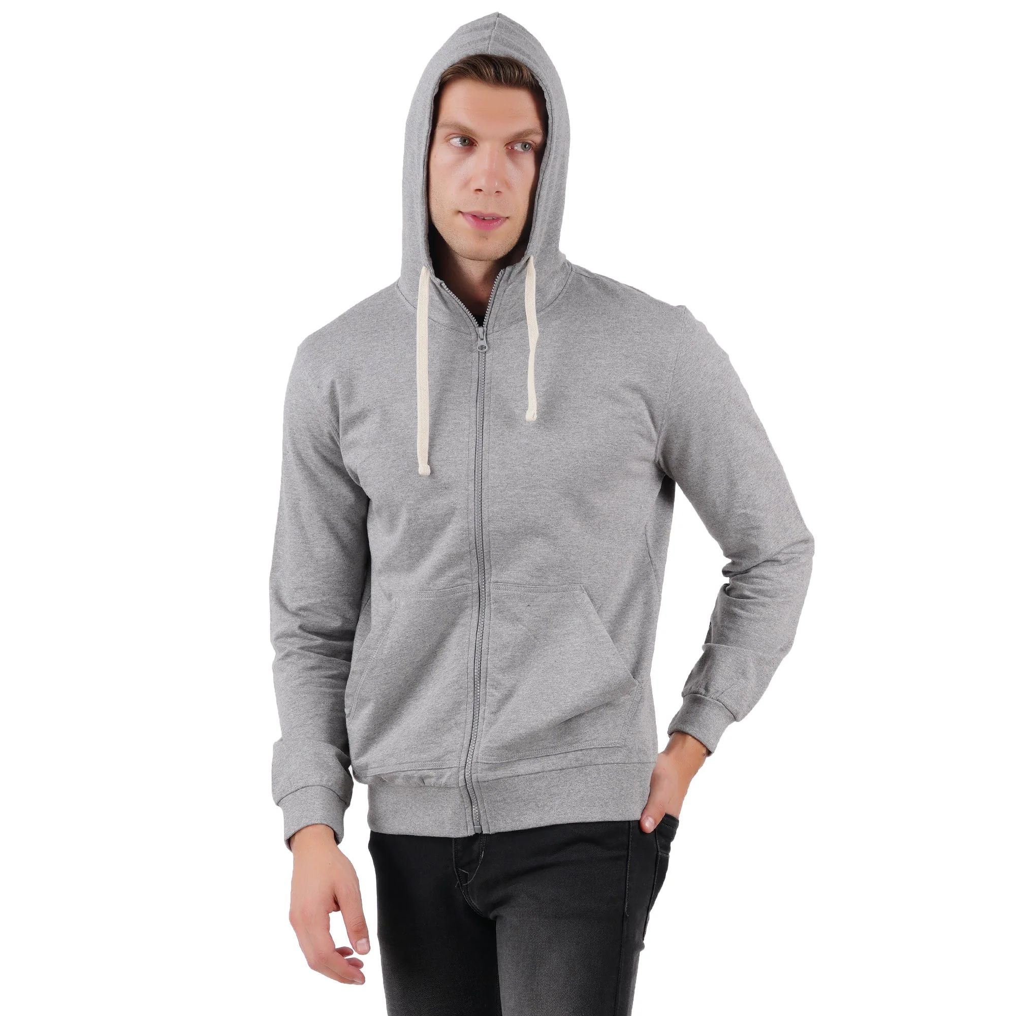 Men’s Grey Melange Zipper Hoodie | Comfortable Layer - Image 3